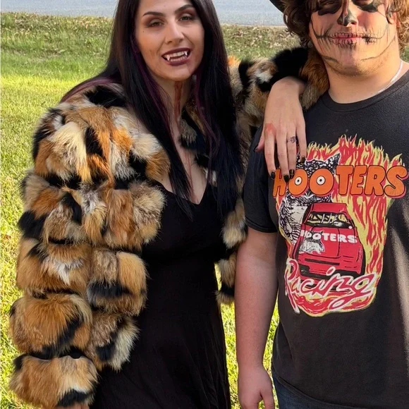 The Jetset Diaries Elegant short calico genuine fox patchwork fur & leather coat - Picture 14 of 16